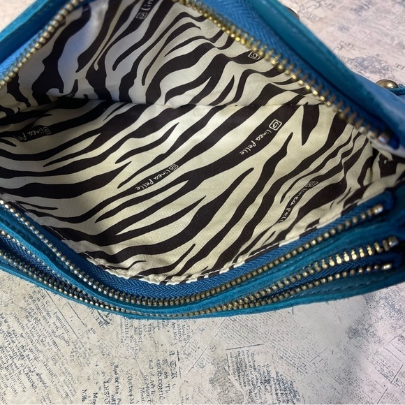 Linea Pelle Double Zipper Clutch with studs and decorative zipper around - Picture 7 of 12